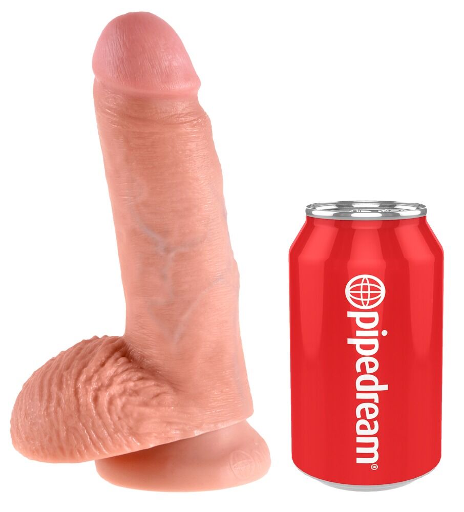 7-Zoll Dildo mit Hoden von PPH Onlinehandel, realistische Silikon-Form, detailreiche Textur, für sinnliche Erfahrungen.