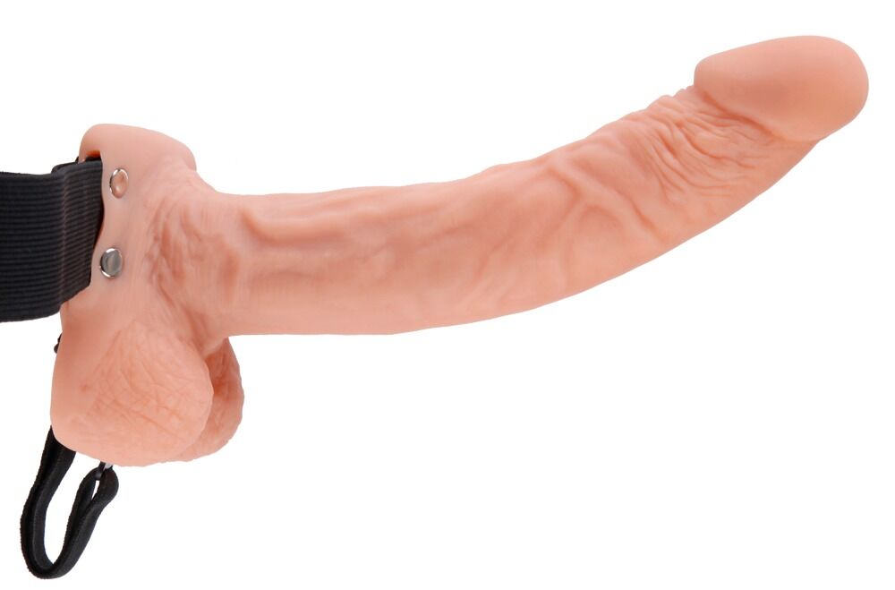 Hohlgelenk Strap-On mit 9 Zoll Länge und Hoden, PPH Onlinehandel, anatomisch geformt, für intensive Fantasien.