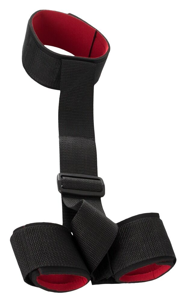Sex-Fesseln von PPH Onlinehandel, weiche schwarze Handschellen für bondage und rollenspiele, aus Leder mit Metallringen.