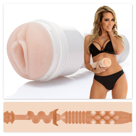 Himbeerfarbener Masturbator Jessica Drake Heavenly aus Silikon, detailreiche Textur, realistische Form, für intensive Stimulation.