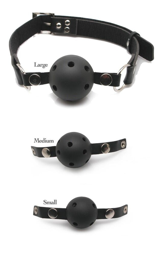 Ball Gag Trainingssystem von PPH Onlinehandel, roter Ball mit schwarzem Lederriemen, für BDSM Spiel und Kontrolle