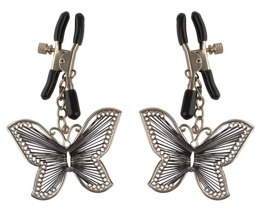Schmetterlings-Nippelklammern von PPH Onlinehandel, metallische Nippelklammern mit dekorativem Schmetterlingsdesign, für sinnliche Erfahrungen