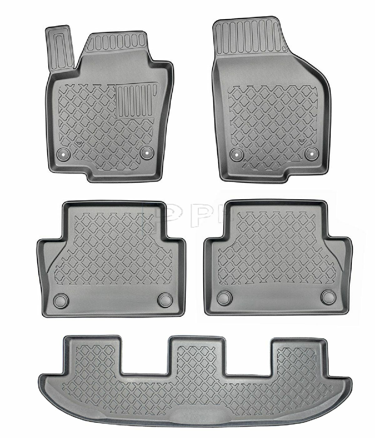 Gummierte Fußmatten Premium Schalenmatten für VW Sharan 2 II (7 Sitzer) ab 2010-0