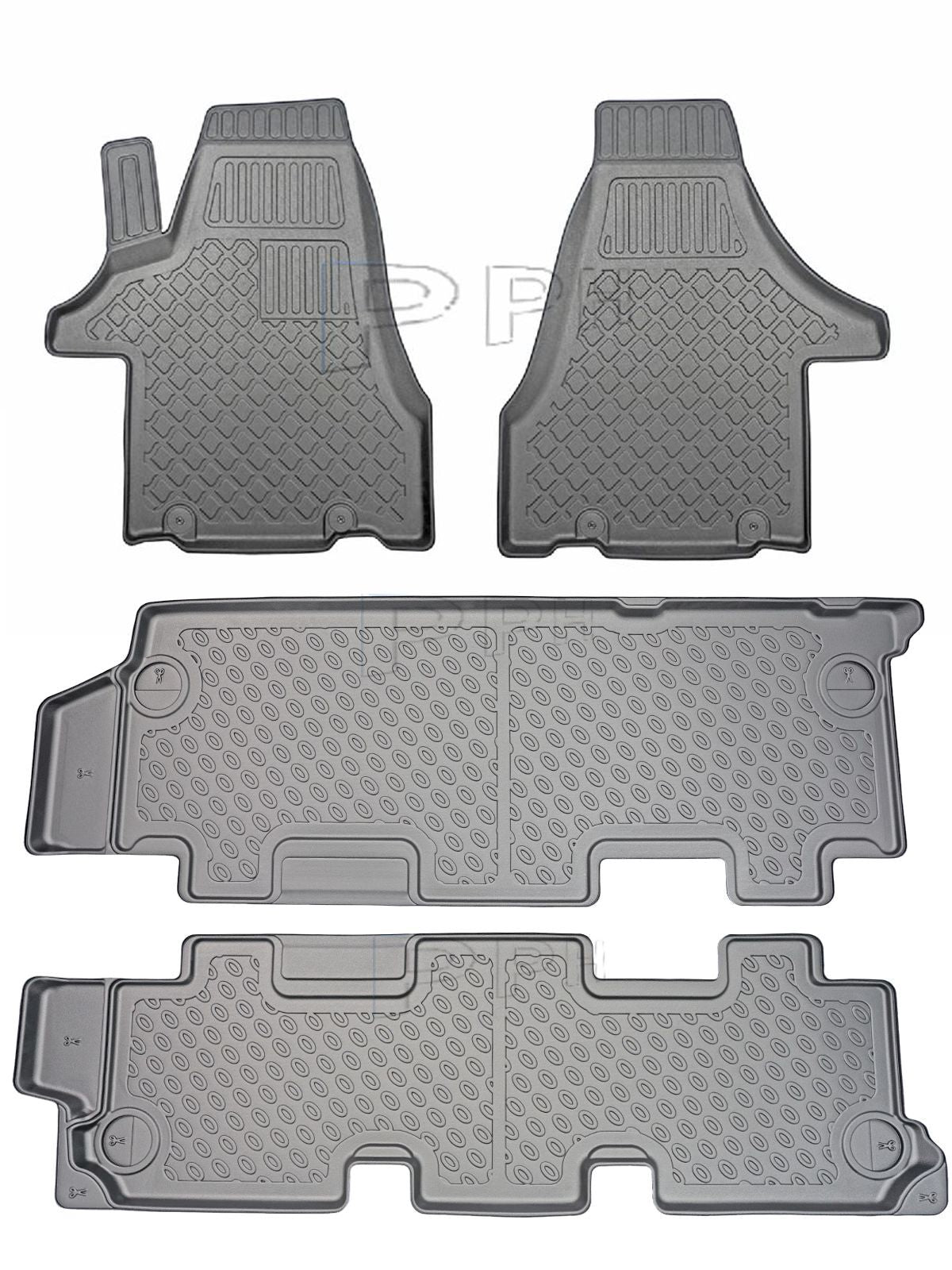 Gummierte 3D Fußmatten für VW T5 Caravelle Transporter Van ab 2003-0